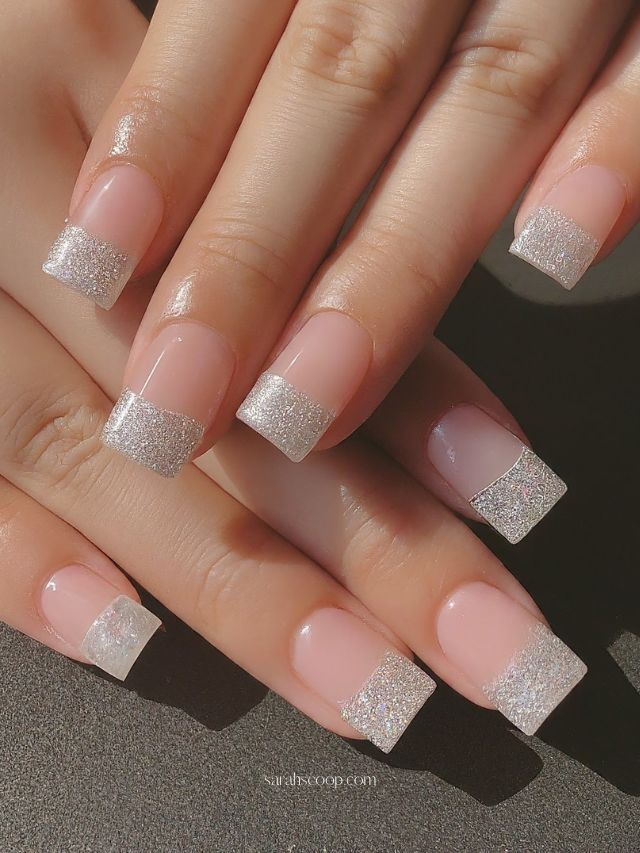 French Tips With Glitter On All Nails Visual Idea French Tips With Glitter On All Nails Visual Idea — New Years Square Nails 2027