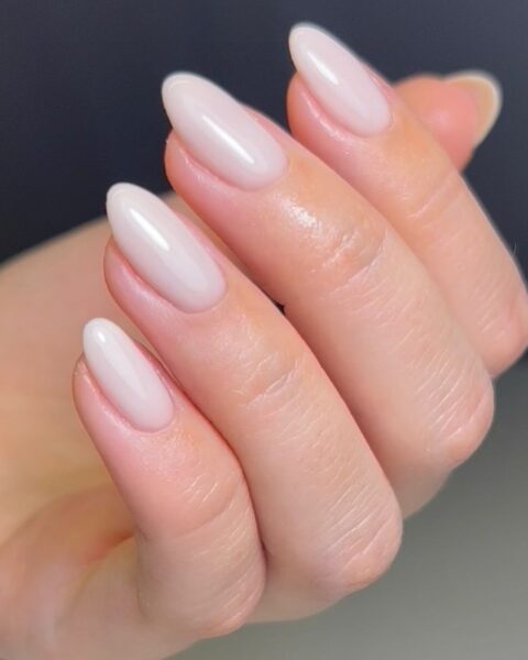 Sheer Milky White Medium Almond Nails Sheer Milky White Medium Almond Nails — Milky White Nails