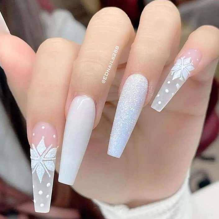 Winter Visual Idea — Long Winter Coffin Nails