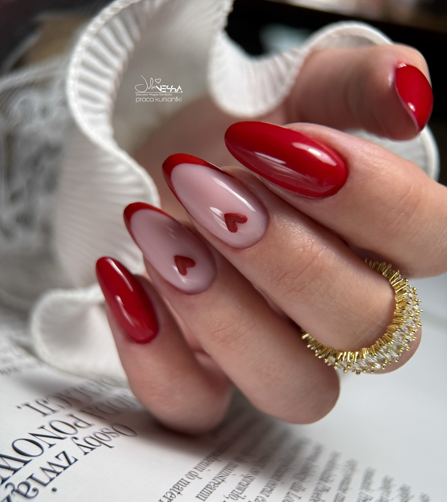 Cherry Red French Tips with Heart Accents Cherry Red French Tips with Heart Accents — Cherry Red Nails