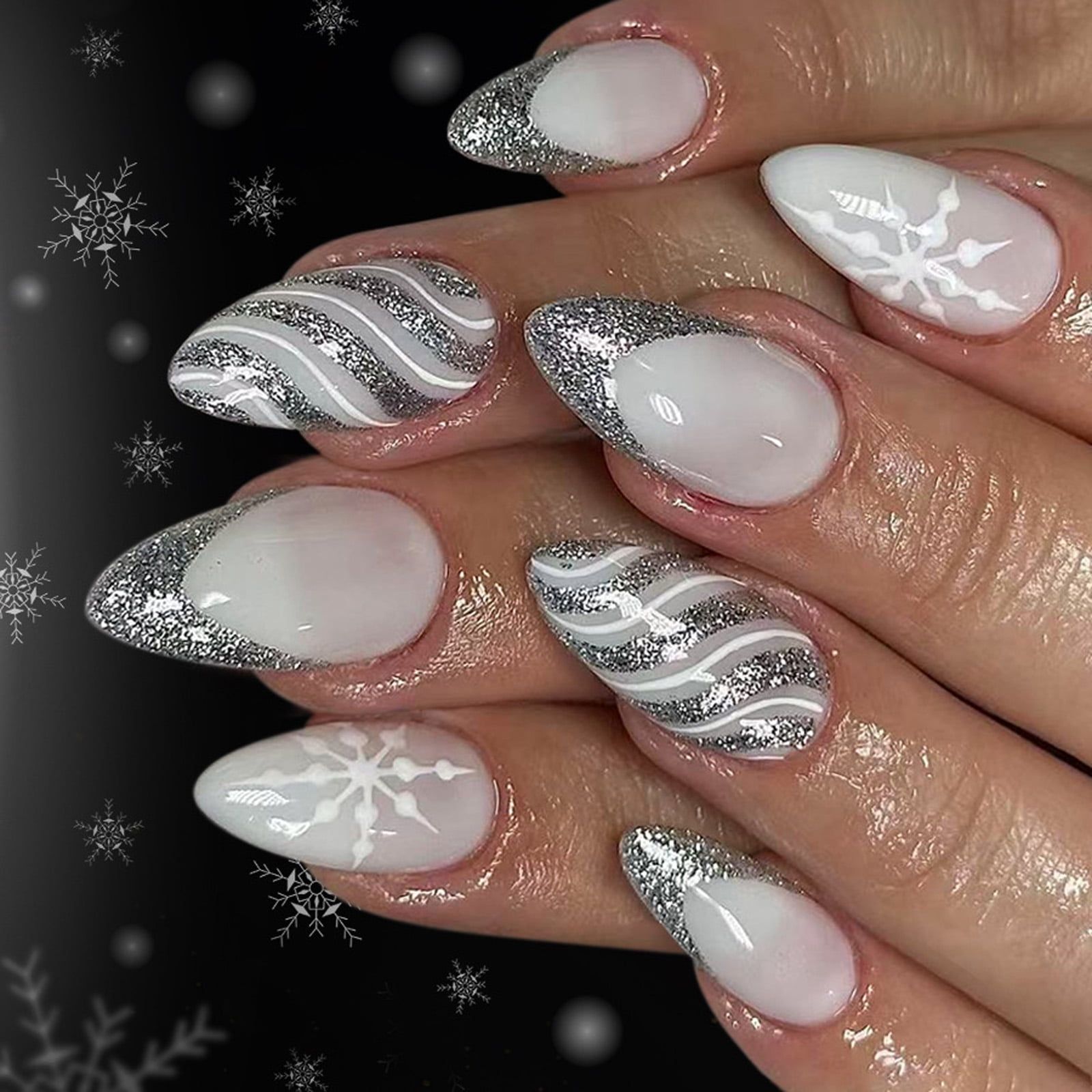 Glitter Glossy Visual Idea Glitter Glossy Visual Idea — Winter Party Nails