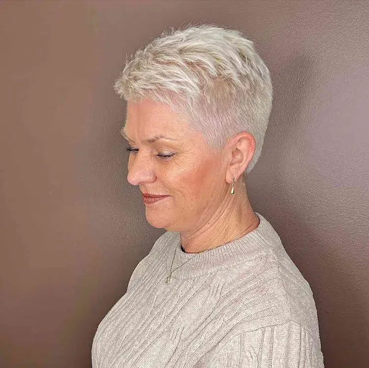 Textured Ash Blonde Pixie Textured Ash Blonde Pixie — Winter Hairstyles for Women Over 70