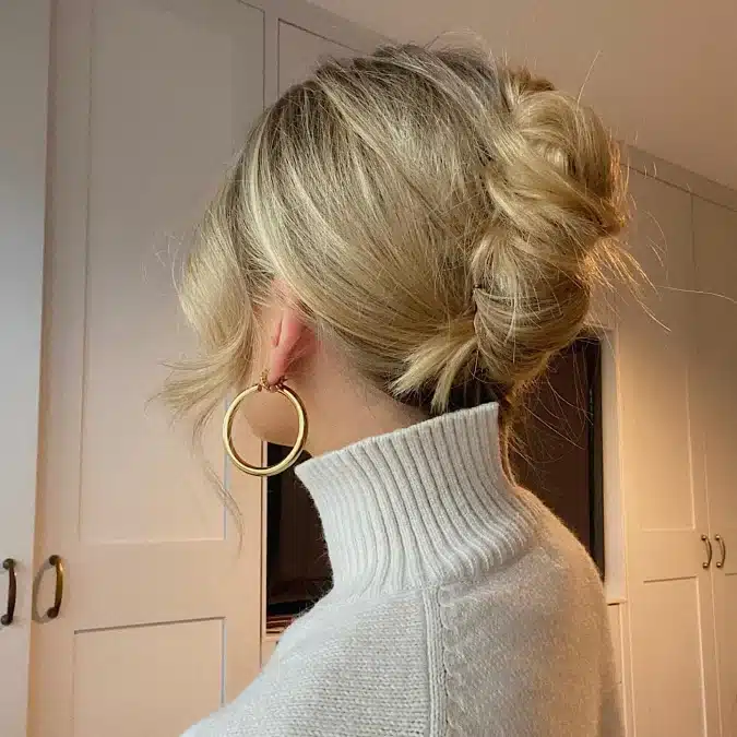 Messy Bun With Face-Framing Tendrils — Winter Hairstyles for Work