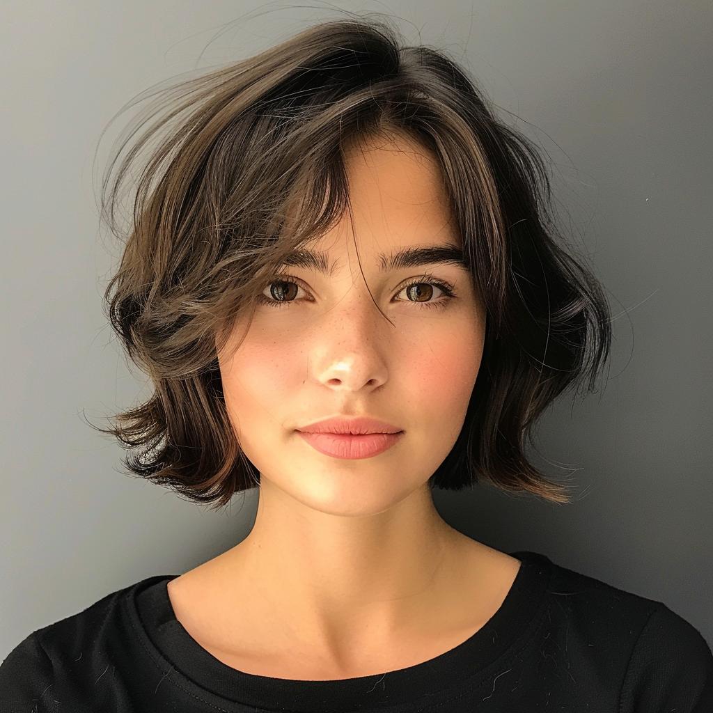 Textured Shag Bob With Curtain Bangs Textured Shag Bob With Curtain Bangs — Winter Hairstyles for Thick Hair