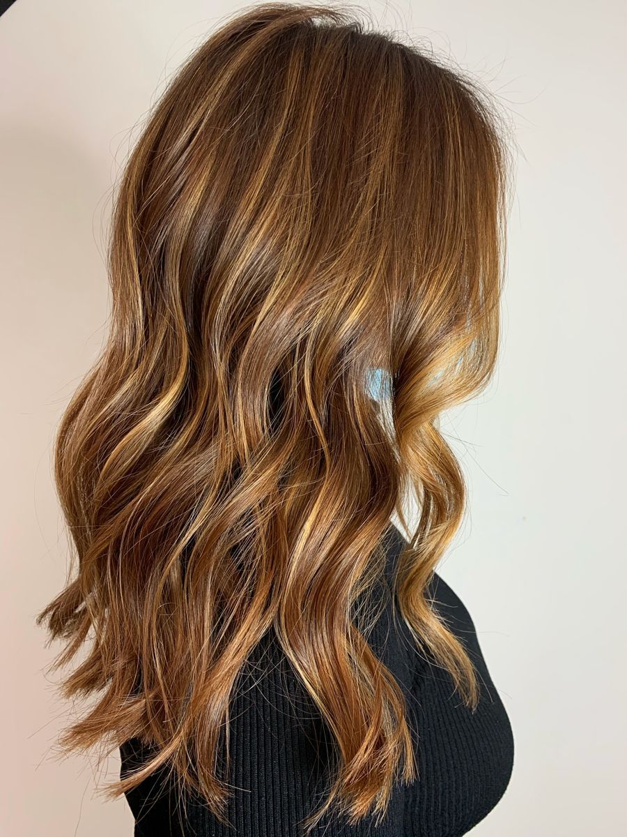 Sun-Kissed Highlights on Mid-Back Waves — Chestnut Brown Hair
