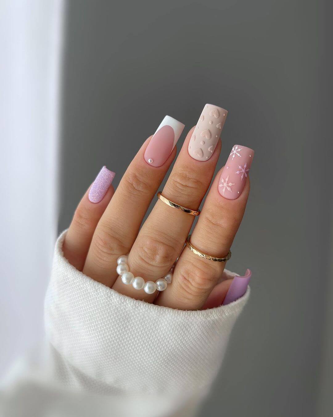 Winter Whimsy Matte Nails with French Tip Winter Whimsy Matte Nails with French Tip — Winter Matte Nails