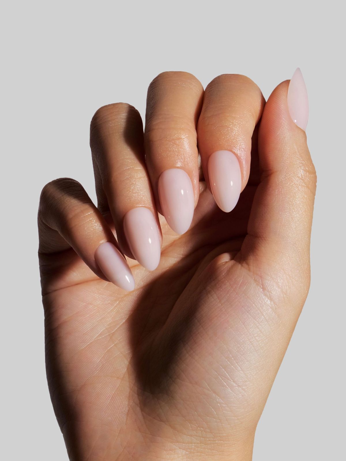 Opaque Soft Pink Nude Glossy Almond Nails Opaque Soft Pink Nude Glossy Almond Nails — Clean Girl Winter Nails