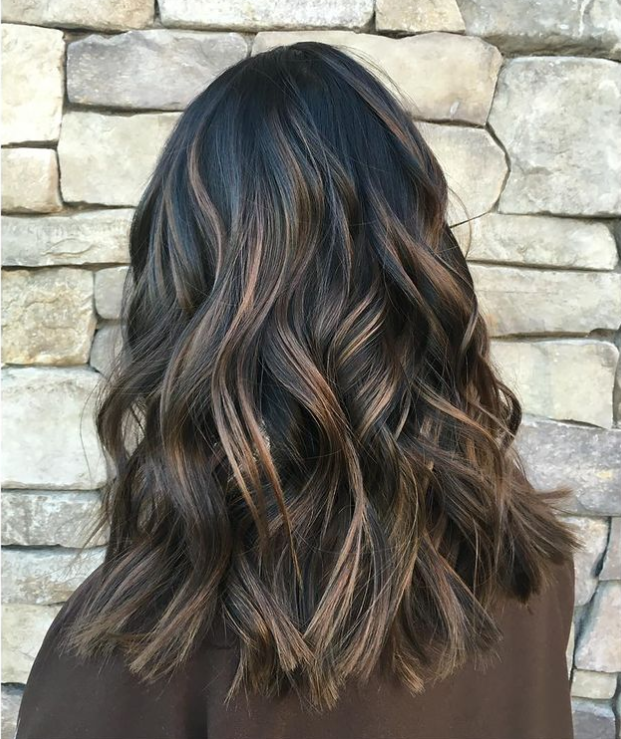 Mid-Back Dark Brown With Warm Auburn Highlights Mid-Back Dark Brown With Warm Auburn Highlights — Dark Winter Hair Colors