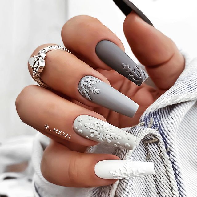 Matte With Embossed Details Visual Idea Matte With Embossed Details Visual Idea — Baddie Winter Nails