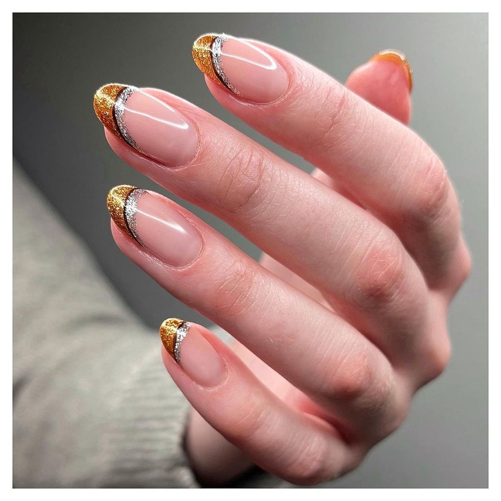 Gold and Silver Glitter French Tips Gold and Silver Glitter French Tips — New Years French Tip Nails 2027