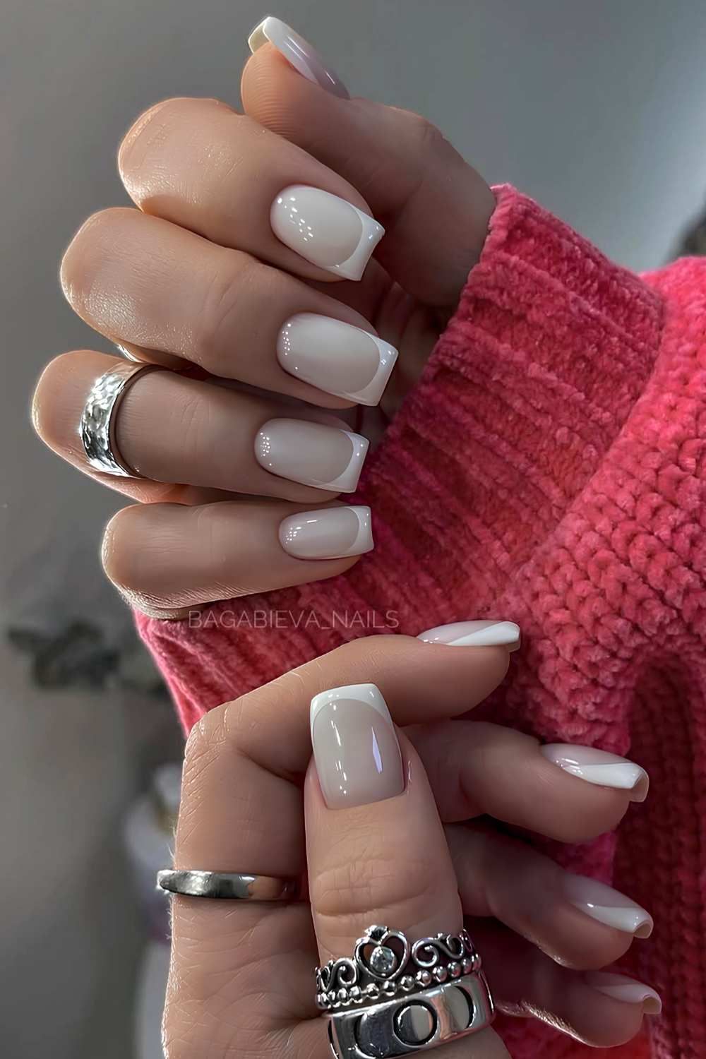 Nude Base With White Tips Visual Idea Nude Base With White Tips Visual Idea — New Years Square Nails 2027