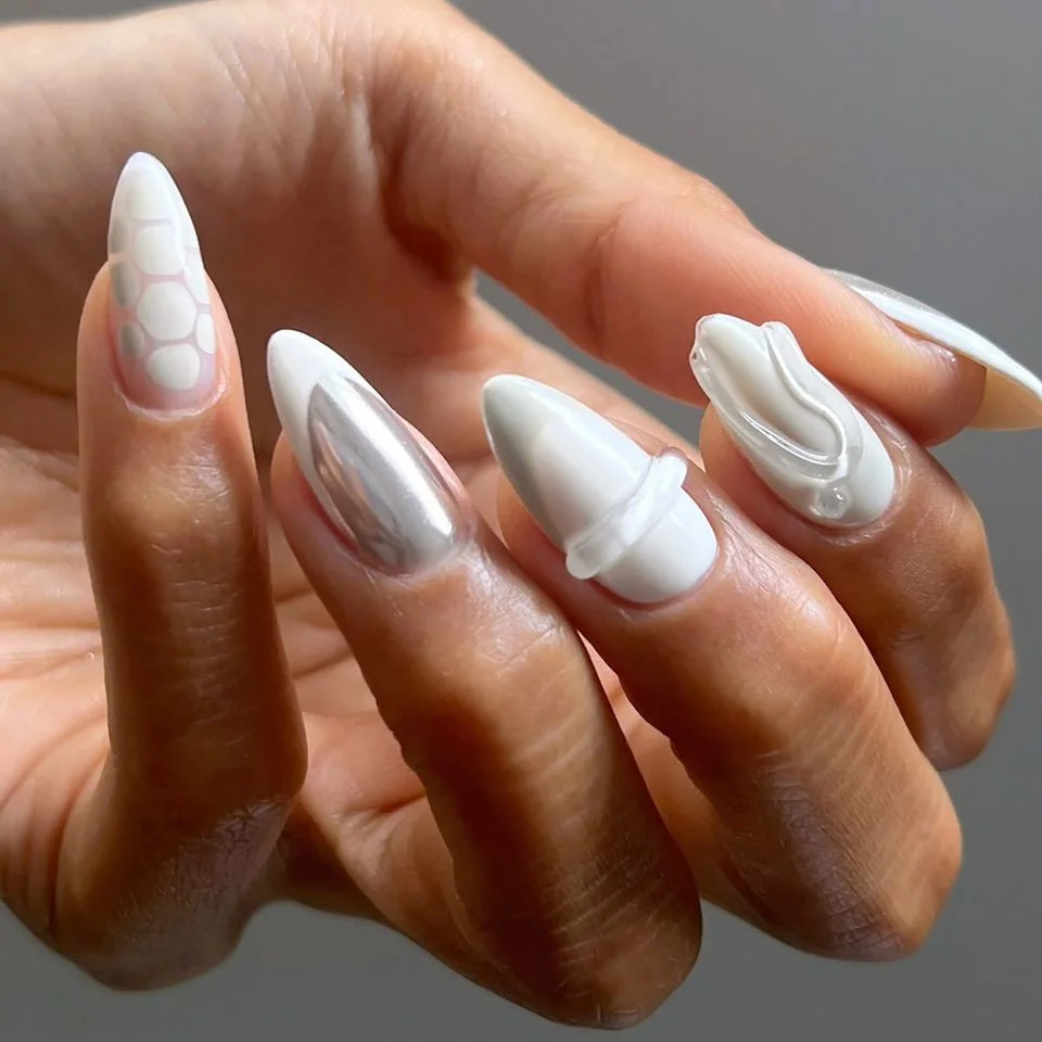Glossy Chrome Visual Idea Glossy Chrome Visual Idea — Baddie Winter Nails