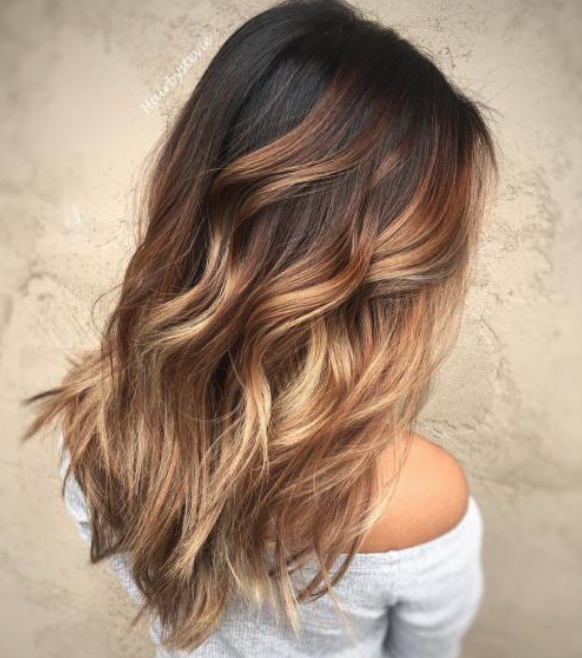 Chin Length Bob With Caramel Balayage Chin Length Bob With Caramel Balayage — Blonde to Brunette Hair