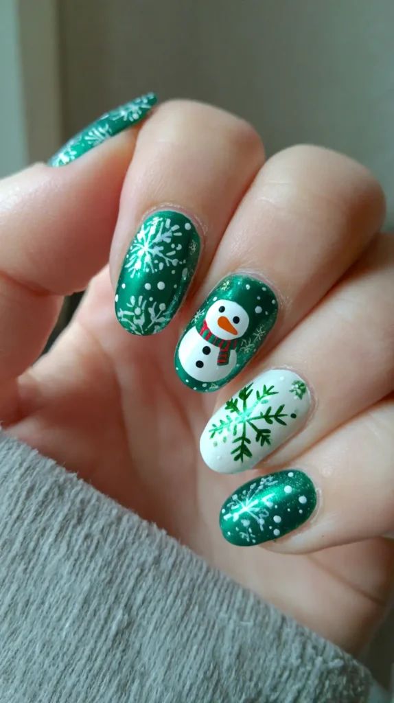 Emerald Green White Orange Black Visual Idea Emerald Green White Orange Black Visual Idea — Red and Green Christmas Nails 2026