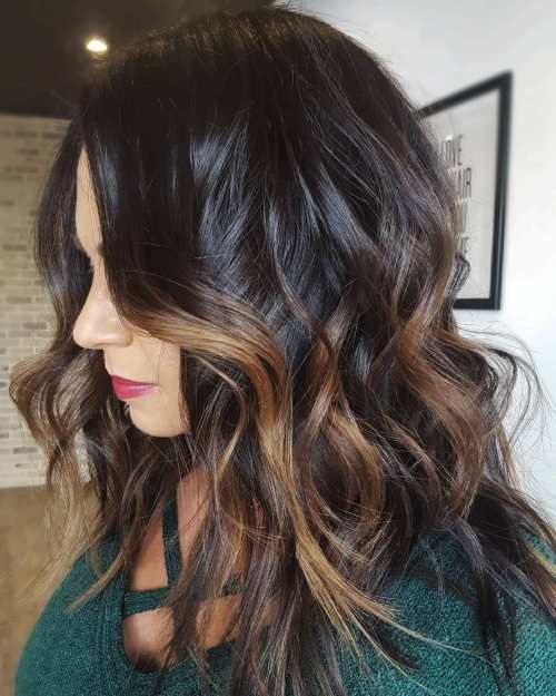 Golden-Brown Highlights on Dark Waves — Chestnut Brown Hair