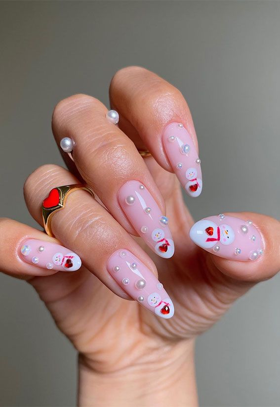Cute Snowman Decal Nails Cute Snowman Decal Nails — Winter Pearl Nails