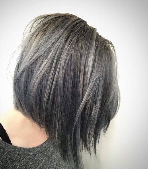 Wavy Bob With Ash Gray and Subtle Blending Wavy Bob With Ash Gray and Subtle Blending — Gray Blending Highlights