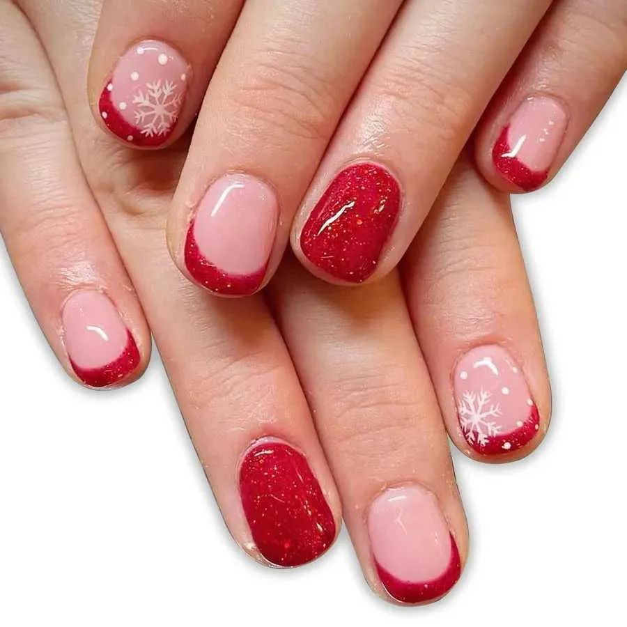 Christmas Winter Visual Idea — Short Christmas Square Nails 2026