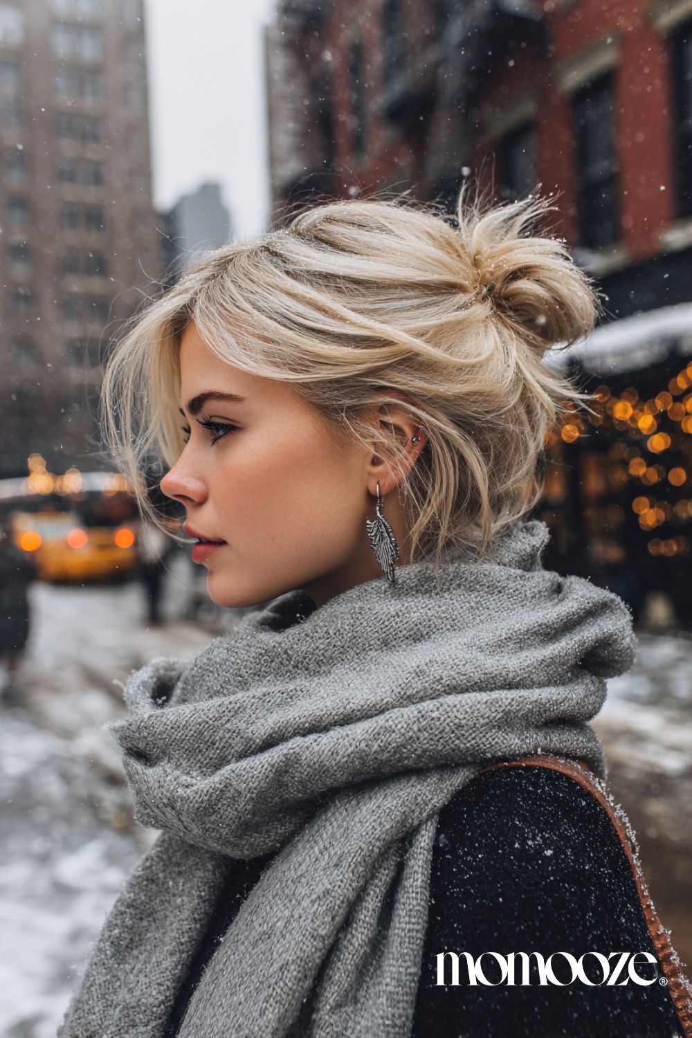 Ash Blonde Messy Bun — Winter Hairstyles for Work