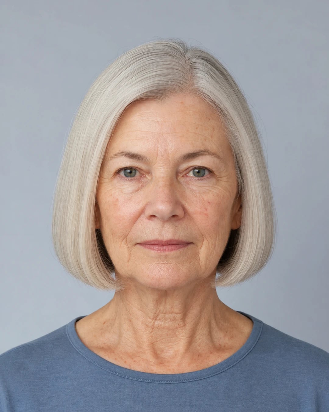 Classic Chin-Length Silver Bob Classic Chin-Length Silver Bob — Winter Hair Colors for Women Over 70