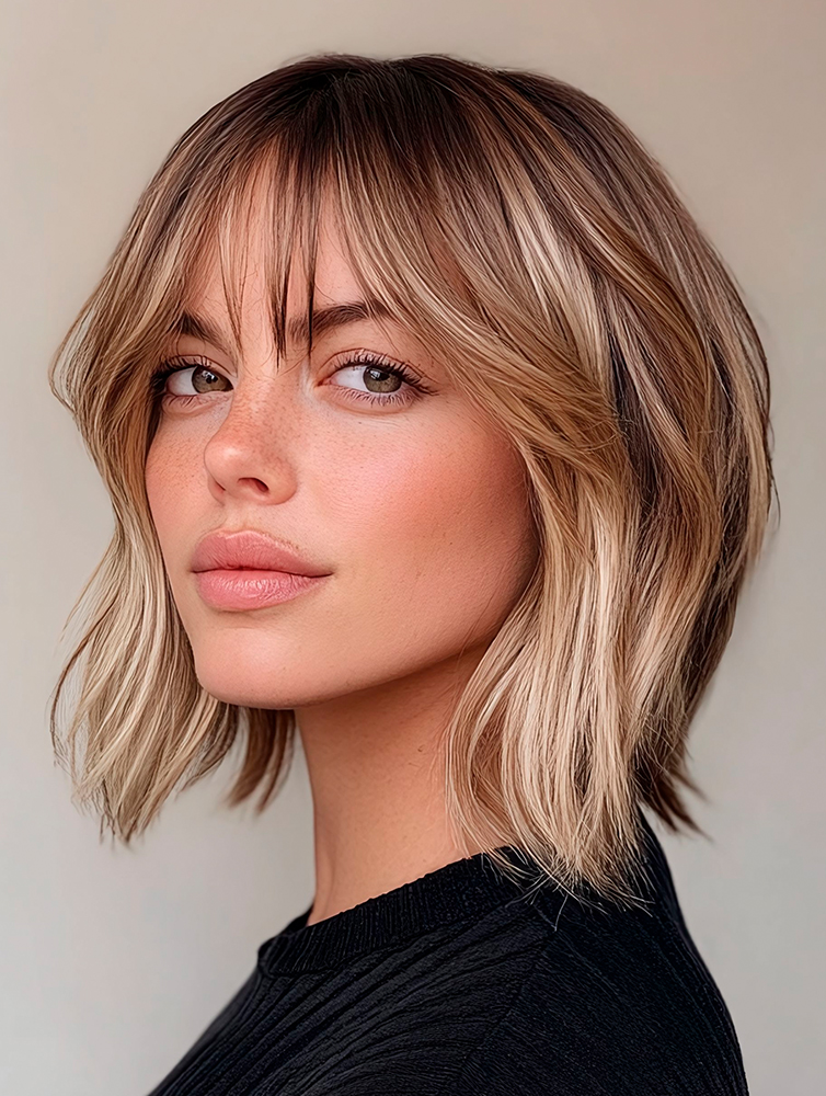 Textured Bob With Blunt Bangs Textured Bob With Blunt Bangs — Winter Natural Hairstyles