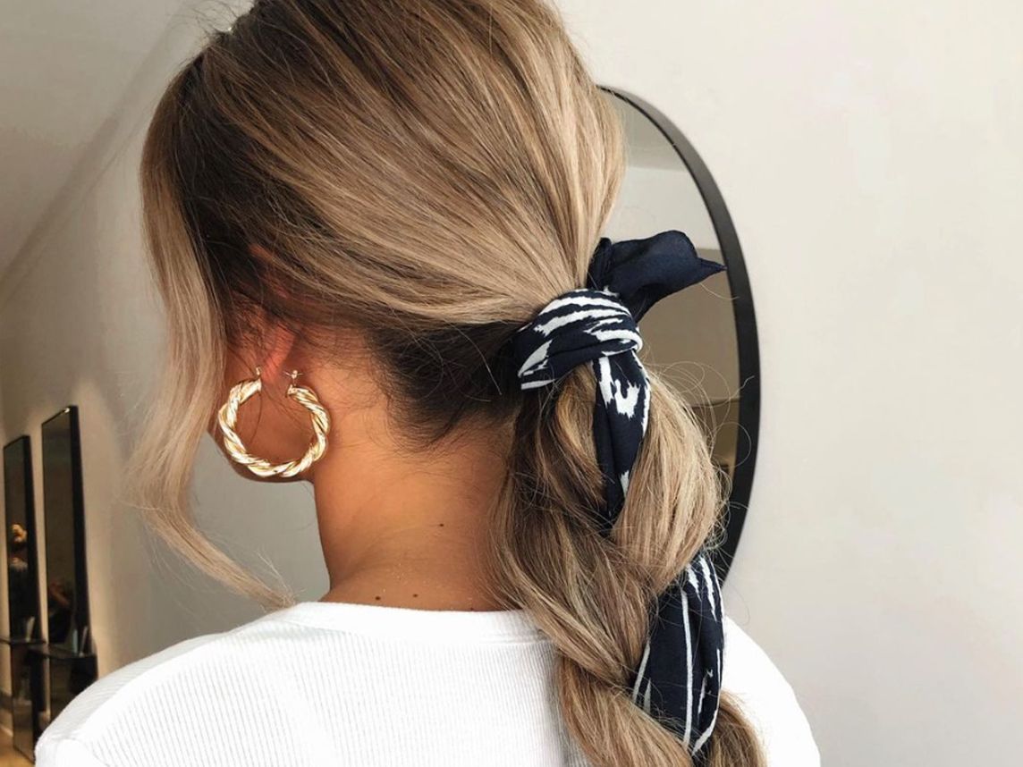 Blonde Balayage Braid with Scarf Blonde Balayage Braid with Scarf — Winter Hairstyles with Scarf