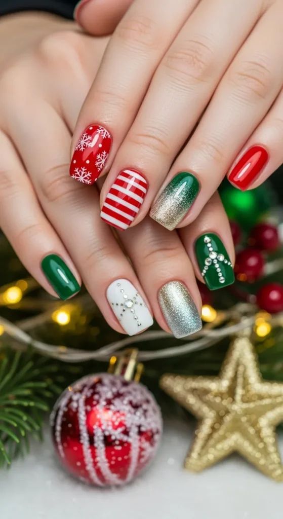 Short Square Variety of Christmas Designs Short Square Variety of Christmas Designs — Christmas Nail Art 2026