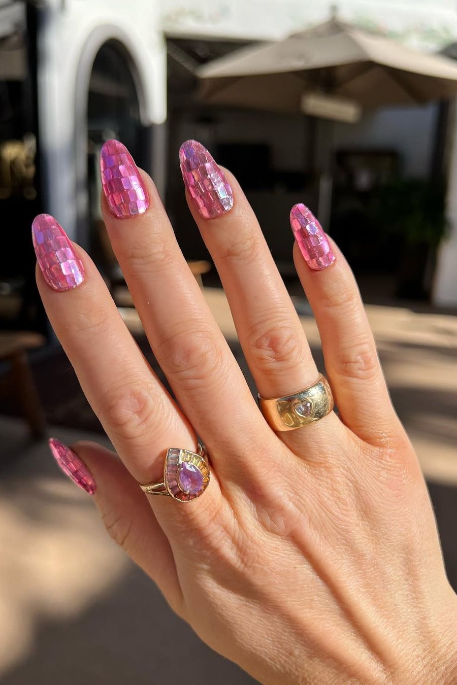 Iridescent Jelly Mosaic Stiletto Nails Iridescent Jelly Mosaic Stiletto Nails — Sparkly New Years Nails 2027