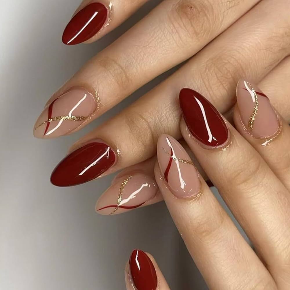 Glossy Visual Idea — New Years Almond Nails 2027