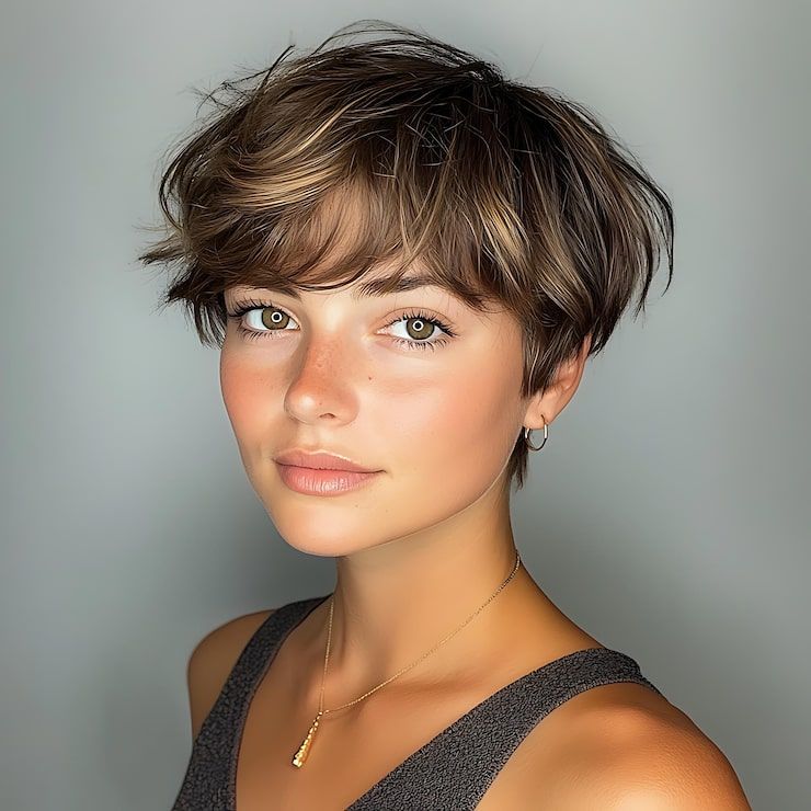 Ear Textured Pixie with Choppy Bangs Ear Textured Pixie with Choppy Bangs — Winter Hairstyles for Short Hair