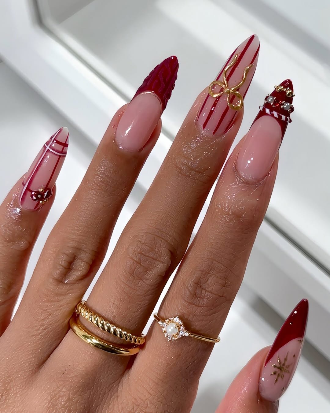 Extra Long Stiletto Plaid Bow Nails Extra Long Stiletto Plaid Bow Nails — New Years Press On Nails 2027