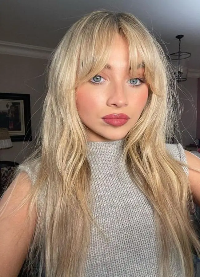 Mid-Back Ash Blonde With Wispy Bangs Mid-Back Ash Blonde With Wispy Bangs — Winter Haircuts for Women