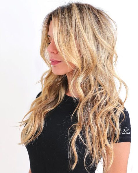 Mid-Back Layered Blonde With Waves Mid-Back Layered Blonde With Waves — Long Winter Haircuts