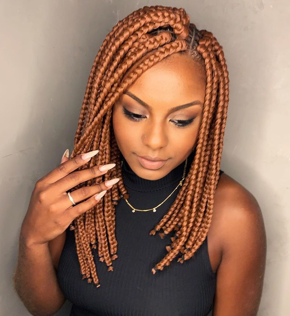 Collarbone Copper Brown Box Braids Collarbone Copper Brown Box Braids — Winter Braids for Black Women