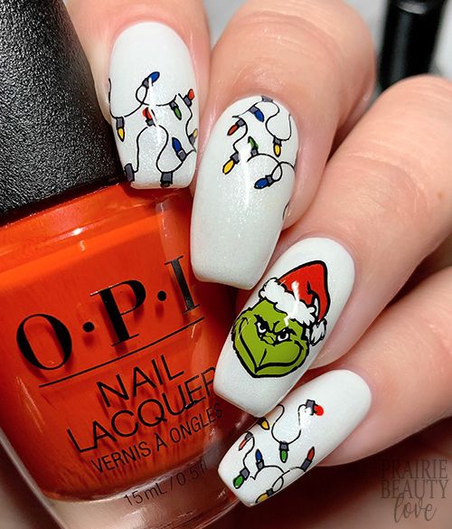 White Base Cartoon Lights Grinch Nails White Base Cartoon Lights Grinch Nails — Grinch Nails 2026