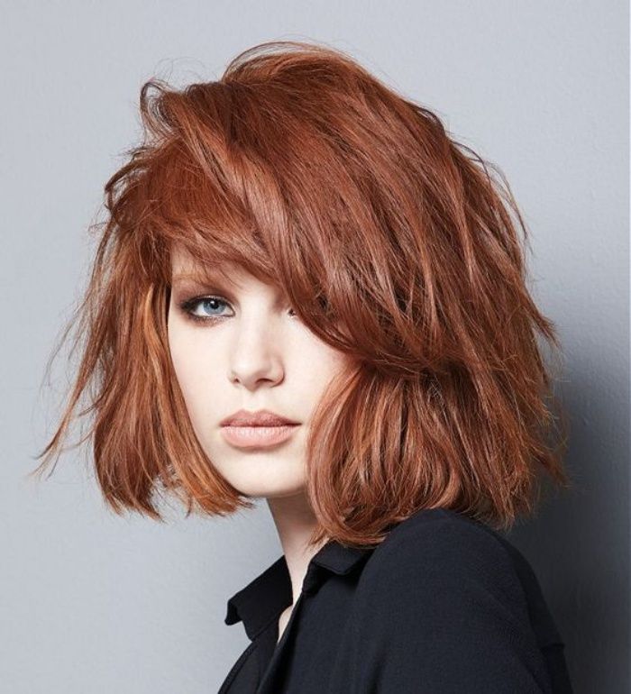 Copper Red With Subtle Auburn Undertones Visual Idea — Winter Shoulder Length Hairstyles