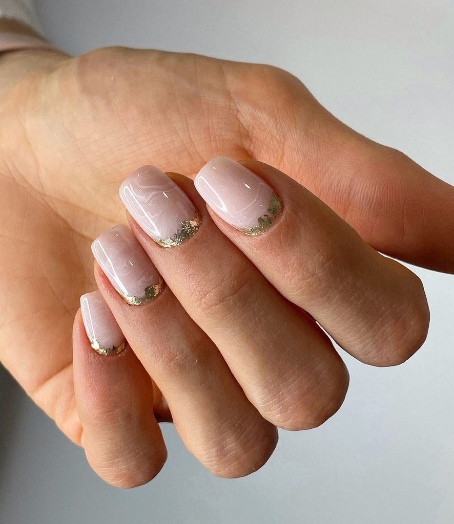 Glossy Visual Idea — Winter Champagne Nails
