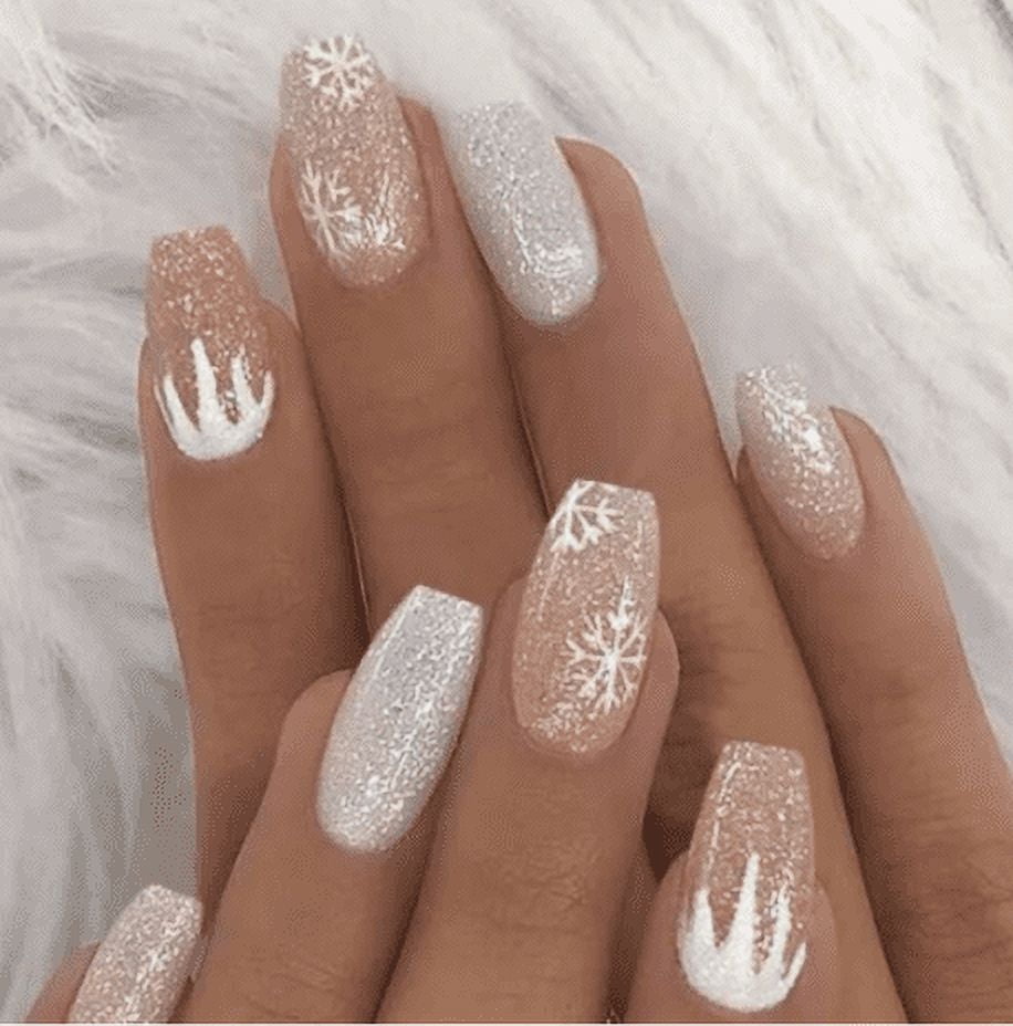 Snowflake Icicle Coffin Nails Snowflake Icicle Coffin Nails — Christmas Nails for Teens 2026