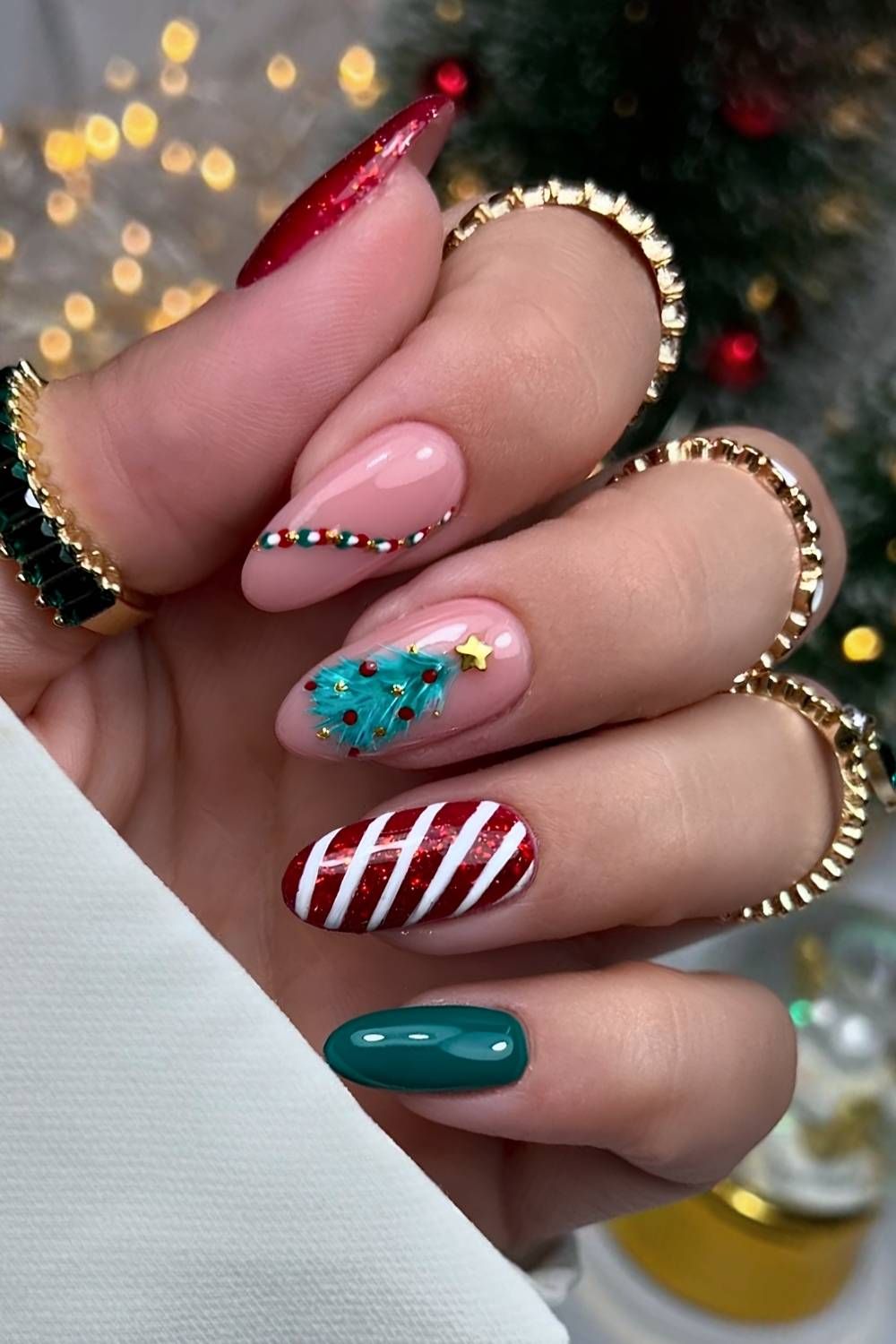 3D Turquoise Christmas Tree Stiletto 3D Turquoise Christmas Tree Stiletto — Red and Green Christmas Nails 2026