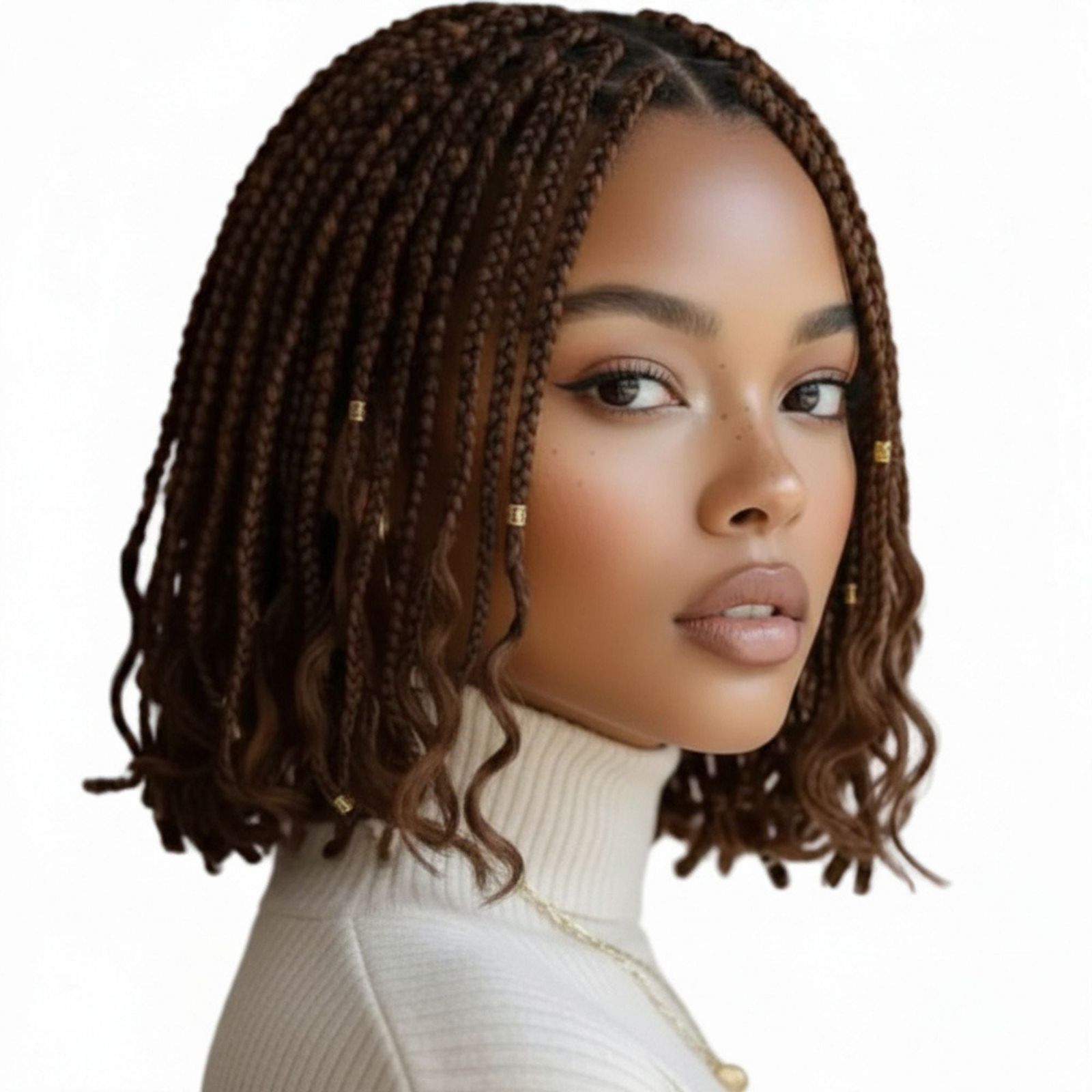 Collarbone Bob With Wavy Ends Collarbone Bob With Wavy Ends — Winter Knotless Braids