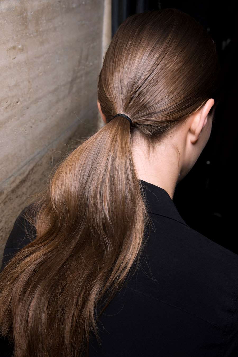 Sleek Brown Ponytail — Winter Wedding Guest Hairstyles