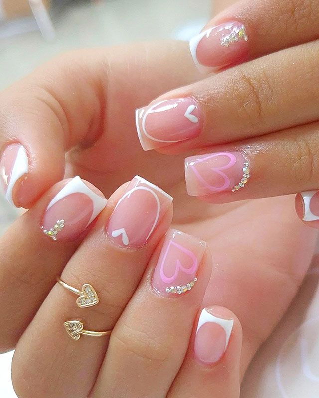 Valentines Day Visual Idea — Short Christmas Square Nails 2026