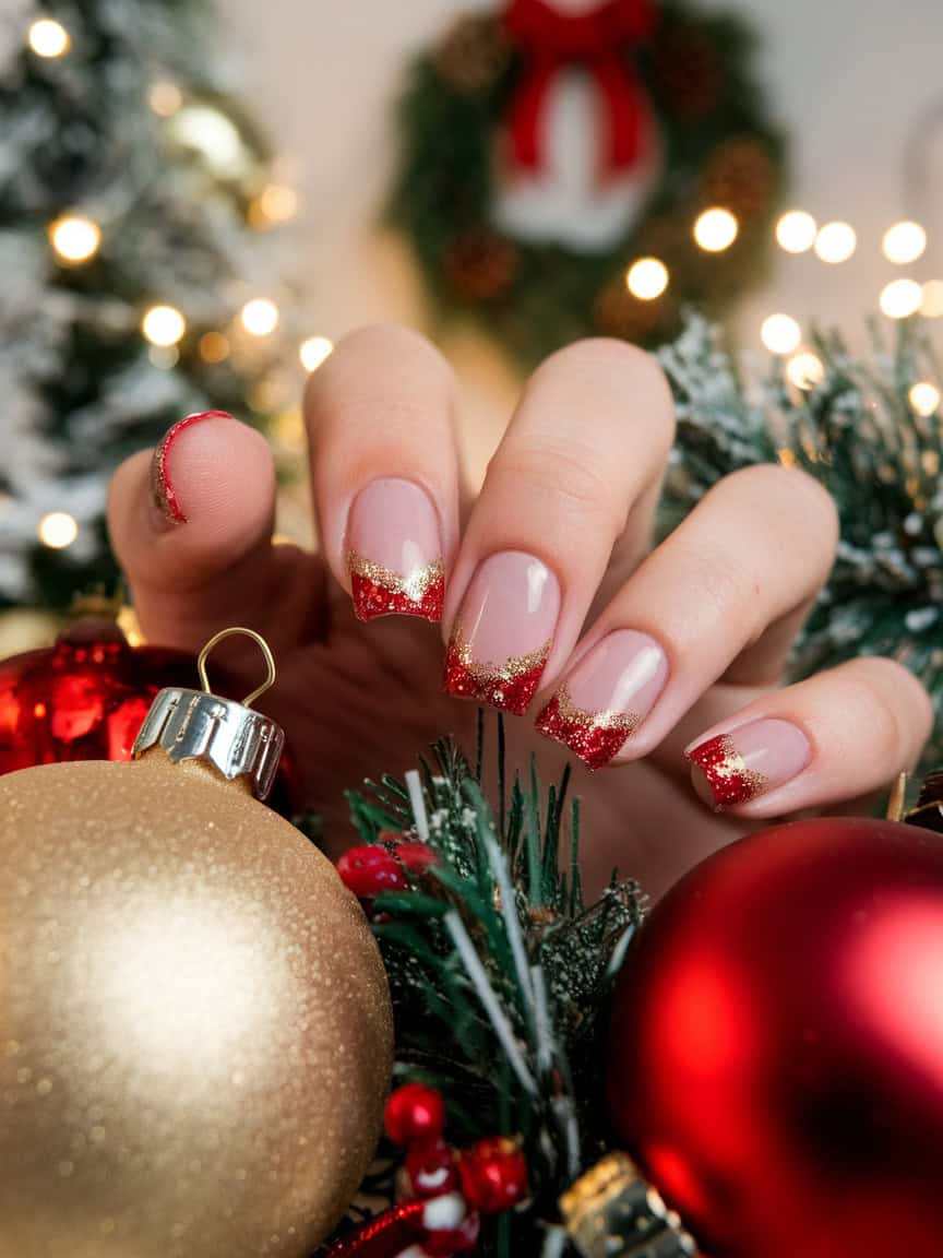 Intricate 3D Christmas Tree and Gold Bow Art Intricate 3D Christmas Tree and Gold Bow Art — Red and Gold Christmas Nails 2026