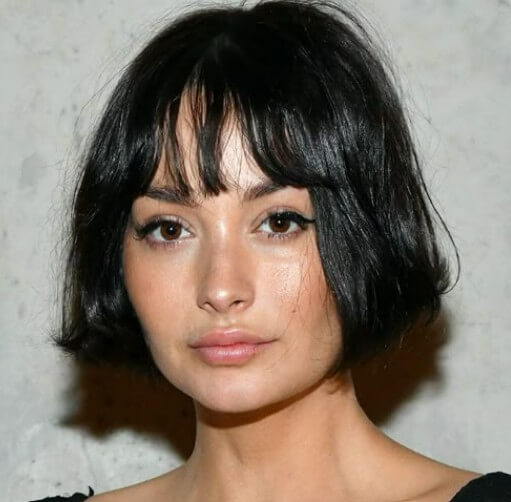 Black Chin Bob With Blunt Bangs Black Chin Bob With Blunt Bangs — Winter Haircuts with Bangs
