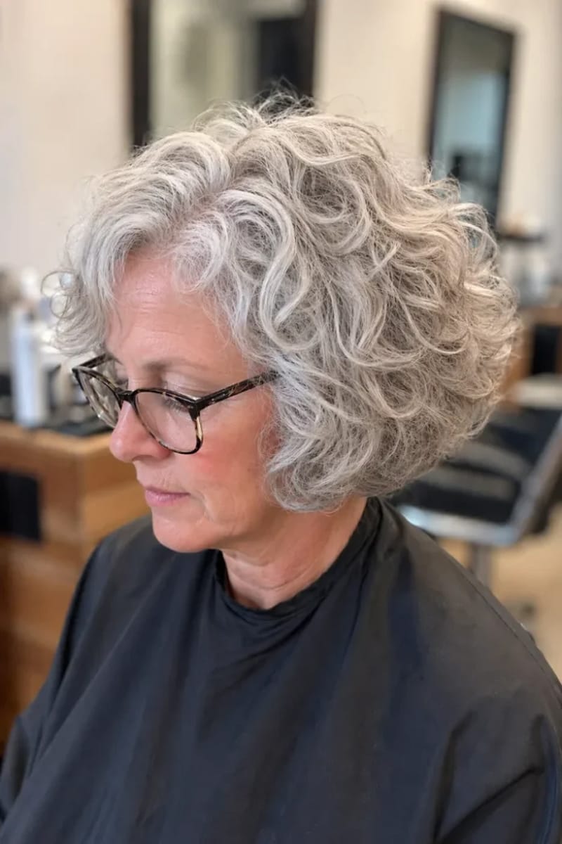 Curly Bob With Wispy Bangs — A Short Winter Hairstyles for Women Over 70