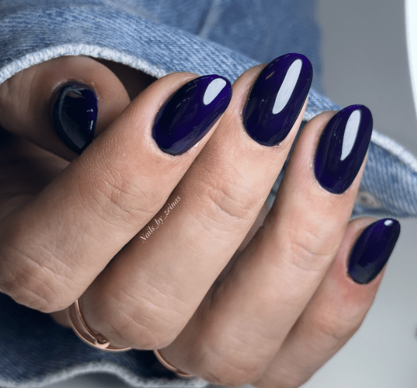 Solid Glossy Deep Indigo Solid Glossy Deep Indigo — Winter Nail Trends