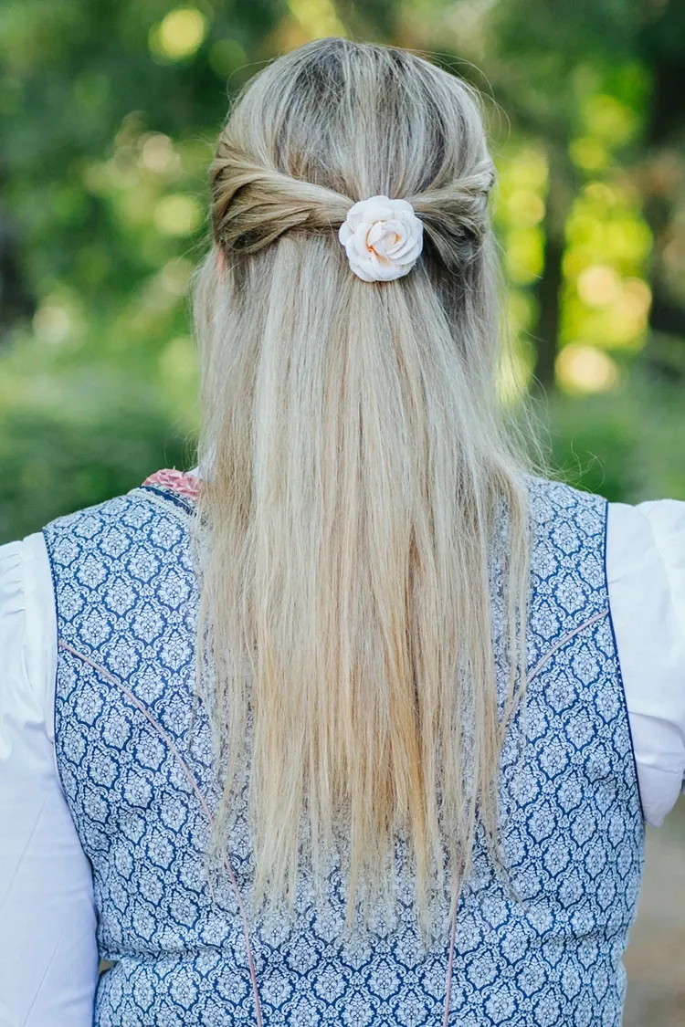 Ash Blonde Floral Accessory Twists Ash Blonde Floral Accessory Twists — Winter Half Up Half Down Hairstyles