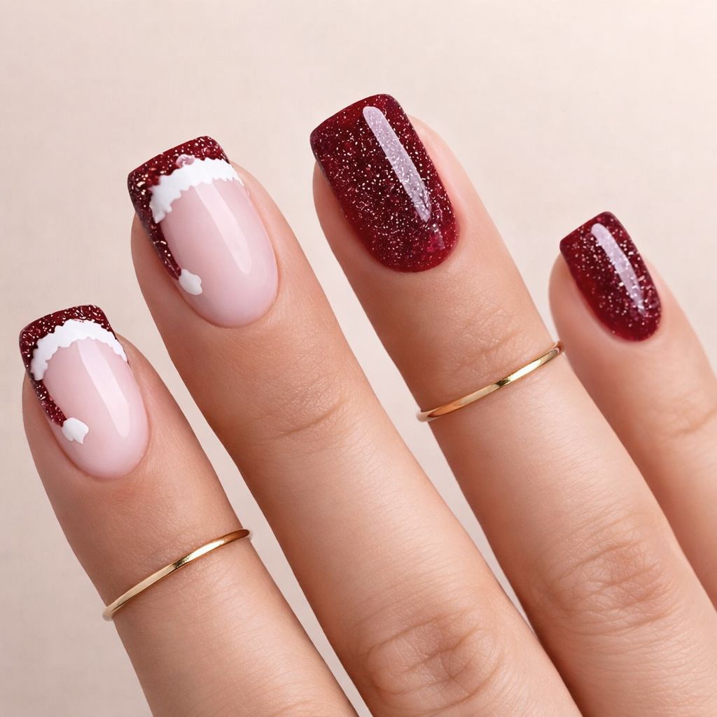 Glitter Glossy Visual Idea Glitter Glossy Visual Idea — Short Winter Coffin Nails
