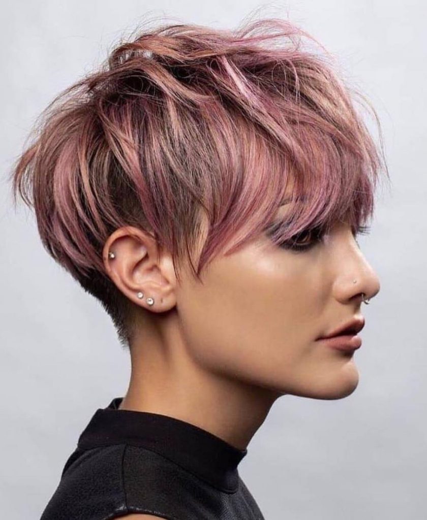 Textured Pixie With Pink Highlights Textured Pixie With Pink Highlights — Winter Haircuts for Women