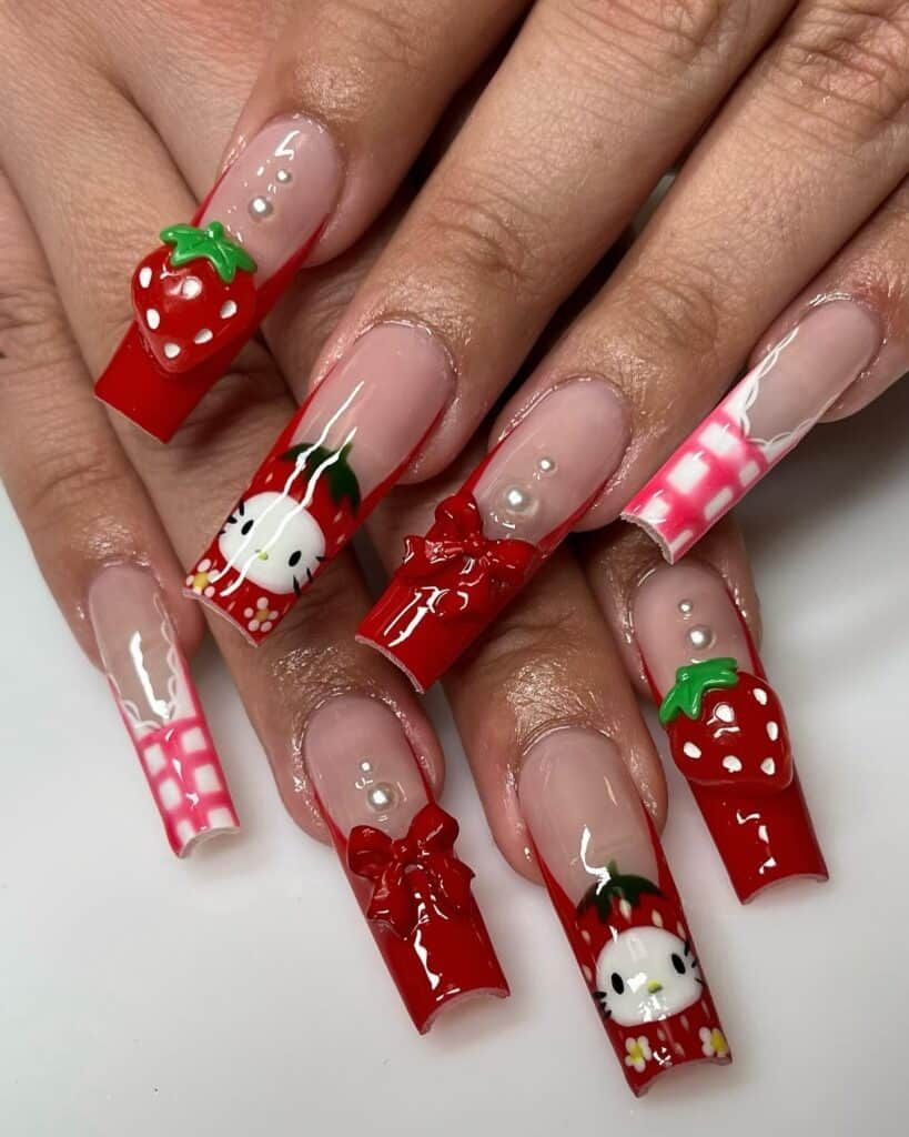 Summer Visual Idea — Hello Kitty Christmas Nails 2026